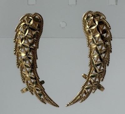 10K massives Gold filigrane flügelförmige Ohr Kletterer Ohrringe 1 1/8 Zoll 1,72 Gramm