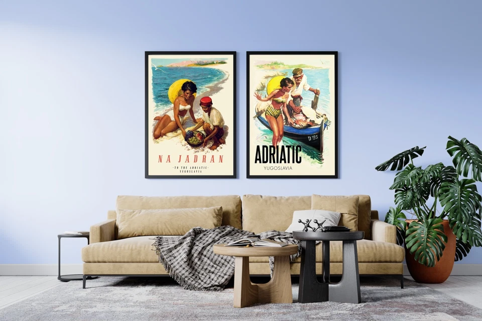 Vintage Jugoslavia 1959, Adriatic posters – 1950s retro travel art print - Image 4 of 4