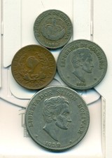 4 OLDER COINS from COLOMBIA - 5, 10, 20 & 50 CENTAVOS (ALL DATING 1959)