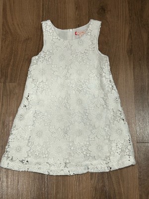 Ruby & Bloom Girls White Embroidered Lace Lined Sleeveless Dress Size 3