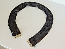 Vintage Black Sequin Stretch Hip Waist Belt Gold Clasp Buckle Closure 44 inch