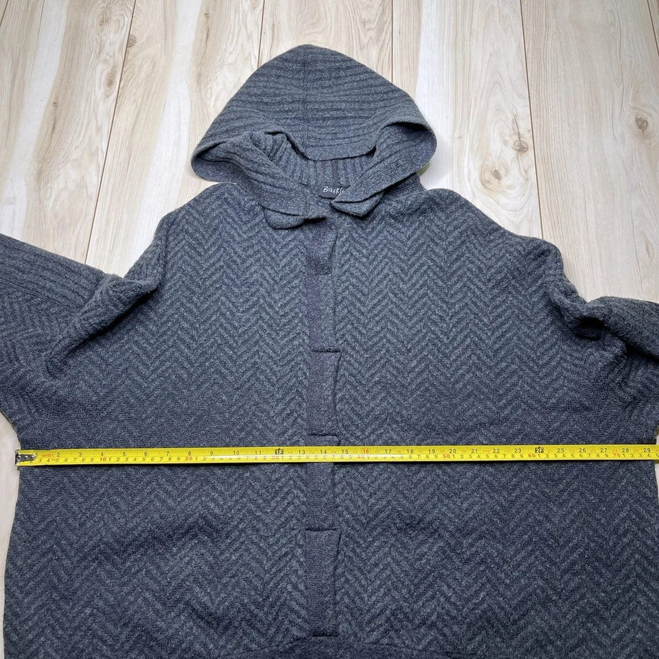 Suéter tejido con capucha 100 % lana merino Backstage para mujer grande verde espiga Foto 4 de 4