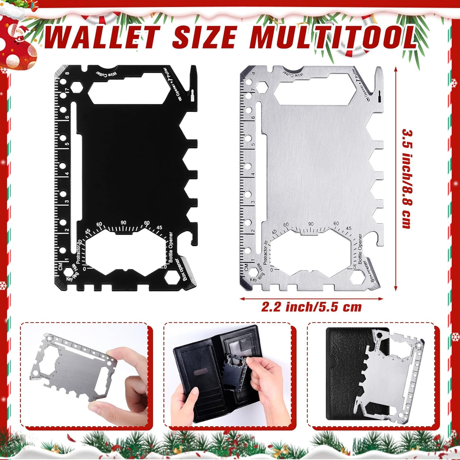 12 Pcs Credit Card Wallet Multitool 46 in 1 Stainless Steel Pocket Tool Set