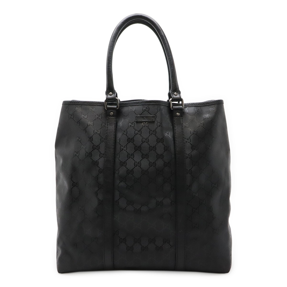 GUCCI GG Imprint Large PVC Leather Tote Shoulder Bag in Black