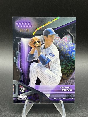 2026 Topps Chrome Black Jonah Tong RC Purple Mini Diamond #’d /75 Mets Rookie 🔥