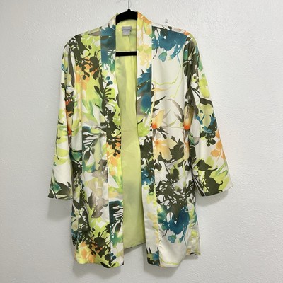 Chico's Spring Paradise Floral Dust Jacket 3/4 Sleeves Lightweight Size 1 (8-10)