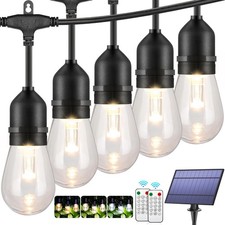 3-Color in 1 Solar String Lights Outdoor Waterproof Dimmable, 48ft Remote LED...
