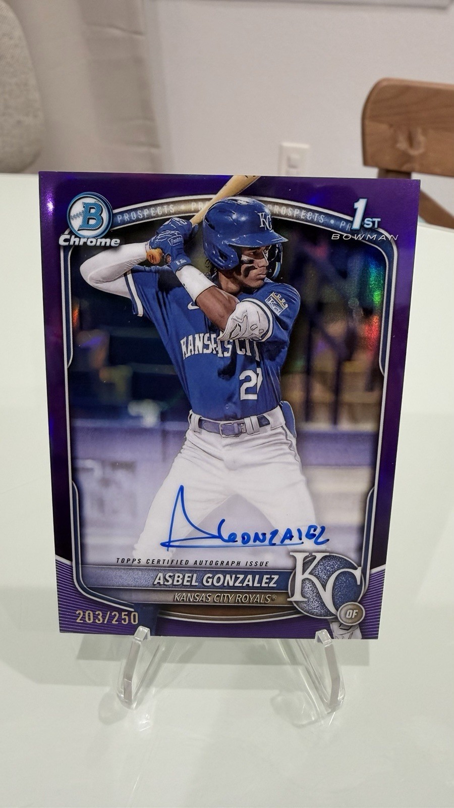 2025 Bowman Chrome #CPA-AG Asbel Gonzalez Chrome Purple /250 Prospect Auto
