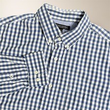 Banana Republic Men's L Blue Check Slim Fit Cotton Button Down Long Sleeve Shirt