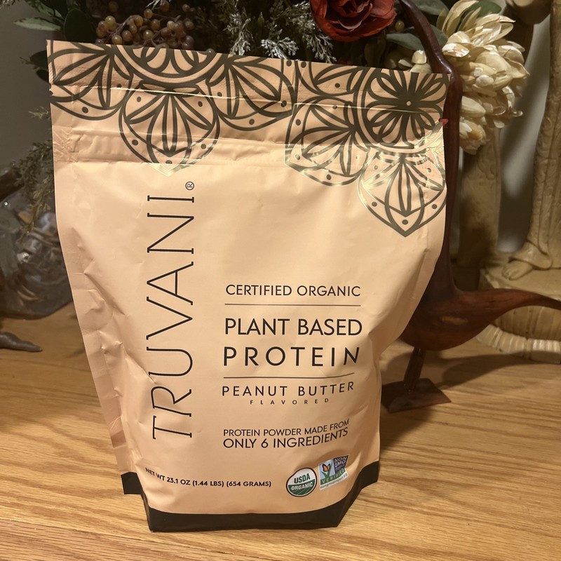 Truvani Organic Plant-Based Protein. Peanut Butter. 23.1 oz. Exp. 06/2027