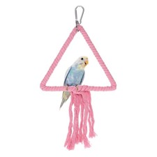 Bird Rope Perch Swing Bird Rope Triangular Lifting Ring Perch 12 Inch, Pink