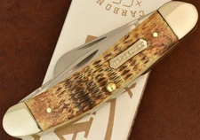 CASE XX USA BURNT AMBER ROGERS BONE SOWBELLY KNIFE TB6339 SS CARBON STEEL (29551