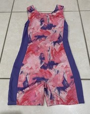 More Than Magic Pink/Purple Brush Stroke Print Leopard Gymnastic Girls Sz M 7/8