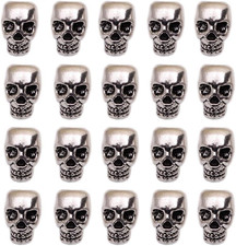 20 Pieces Antique Silver Punk Large Hole Skull Beads Loose Beads Charms Jewelry