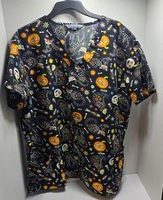 Serene Halloween Scrub Top 2X Black