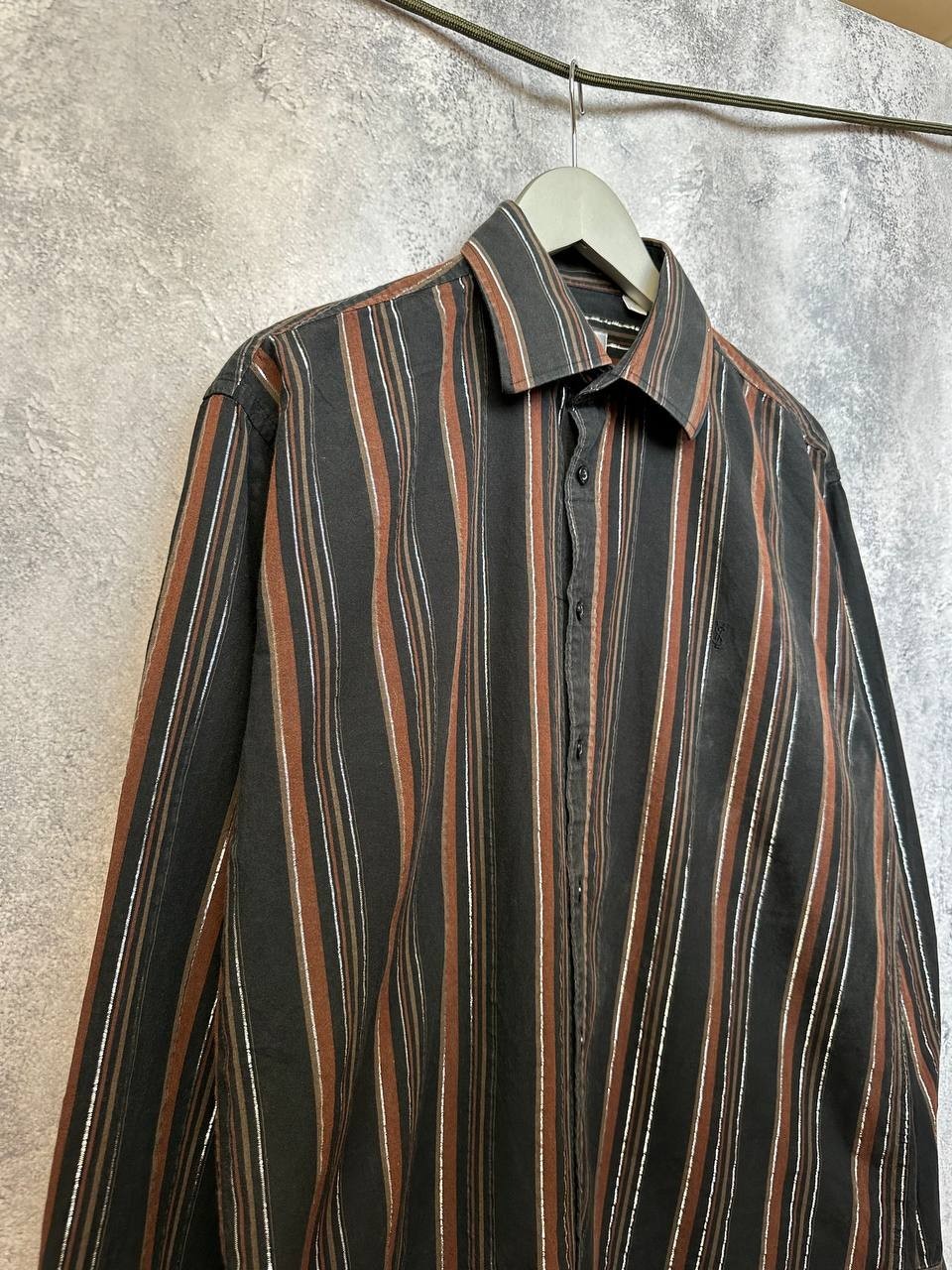 Camicia Yves Saint Laurent retrò YSL vintage a righe filo metallico taglia M