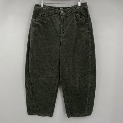 Roly Poly Corduroy Barrel Leg Pants Women Large Olive Green Baggy Boho KAP1234