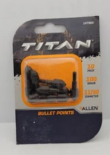 Allen Titan Bullet Points 11/32 Diameter 100 Grain 10 Pack Crossbow Bolts Arrows