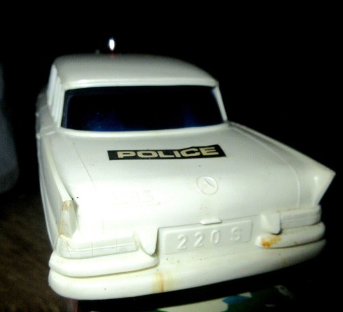 VINTAGE GREEK TIN & PLASTIC WIND-UP - MERCEDES 220 S - POLICE CAR 70s BY KB MIB - Picture 6 of 6