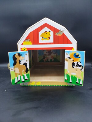 Melissa &-Doug Latches Wooden Activity Barn 6 Doors, Play Figure Farm