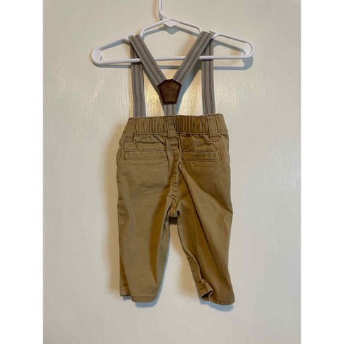 OshKosh B'gosh tan chinos pants suspenders elastic waist. Size 3mon. - Bild 2 von 5