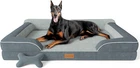 Giant Orthopedic Dog Bed with Cooling Gel Foam & Washable Cover, 53" Dark Gray