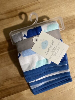 CLOUD ISLAND New Whale Blue Washcloth White Baby Bathe Target 6 Pack