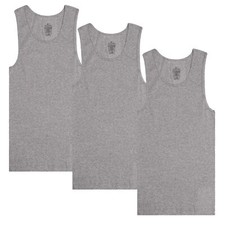 3 Packs Mens 100 Cotton Tank Top A-Shirt Wife Beater Undershirt Ribbed Gray
