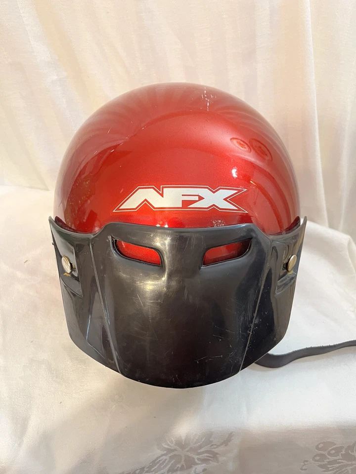 AFX Motorcycle Open Face Helmet Visor Large Shiny Red FX-75 DOT - Image 2 of 4