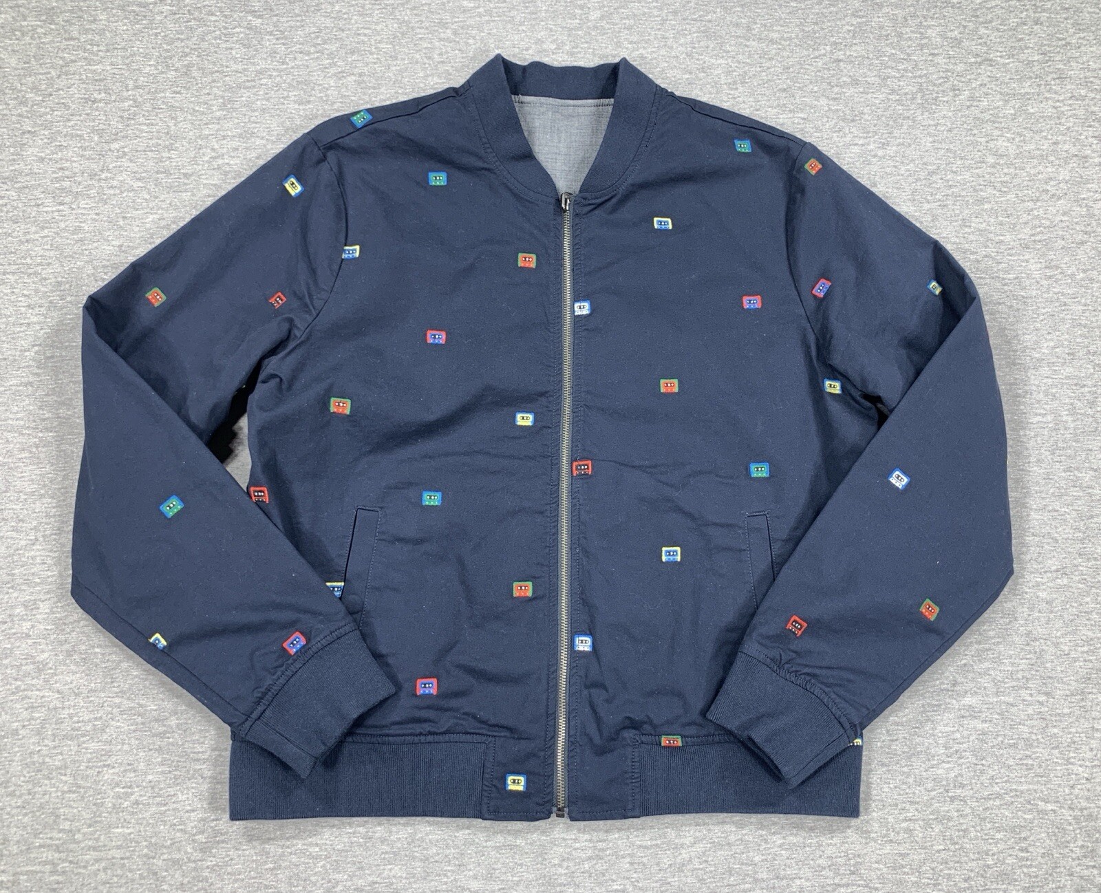 $175 Original Penguin Men's Reversible Full Zip Jacket Navy Gray Men's Large image 8