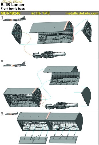 B-1B Lancer Front Bomb bays (Revell) Detailing sets 1:48 for Model Kit MDR48240 - Picture 3 of 15
