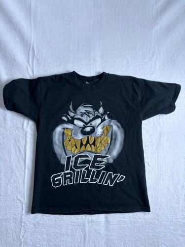 Looney Tunes Taz Ice Grillin Grill Black Short Sleeve Shirt Men's S-M *