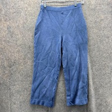 St John Pants Women 4 Blue Elastic Waist Stretch Straight Wide Leg Marie Gray