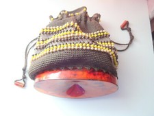 Vtg Lucite Beaded Fabric Backelite Hippie Boho Beach Hand Purse Handbags Bag
