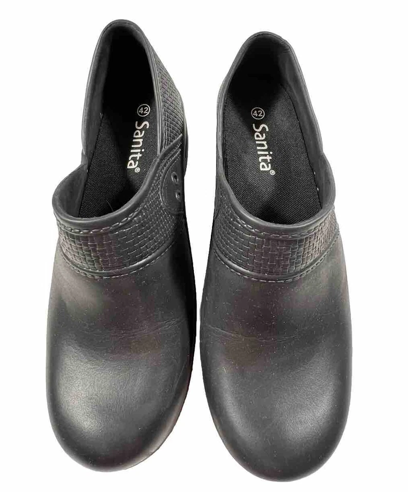SANITA Womens 42 US 11 Black Aero Motion Rubber Comfort Clogs Slip On Work - Image 2 of 4