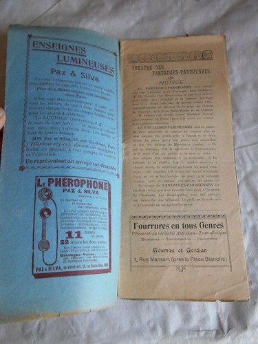 Vintage Programme Theatre Des Fantaisies Parisiennes 1905 - Picture 2 of 5