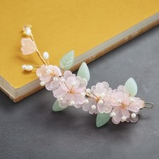 Retro Hanfu Headdress Pink Flower Hairpin Fairy Girl Hair Accessories clip