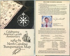 Vintage 1984-5 North Carolina Official State Highway Department Road Map