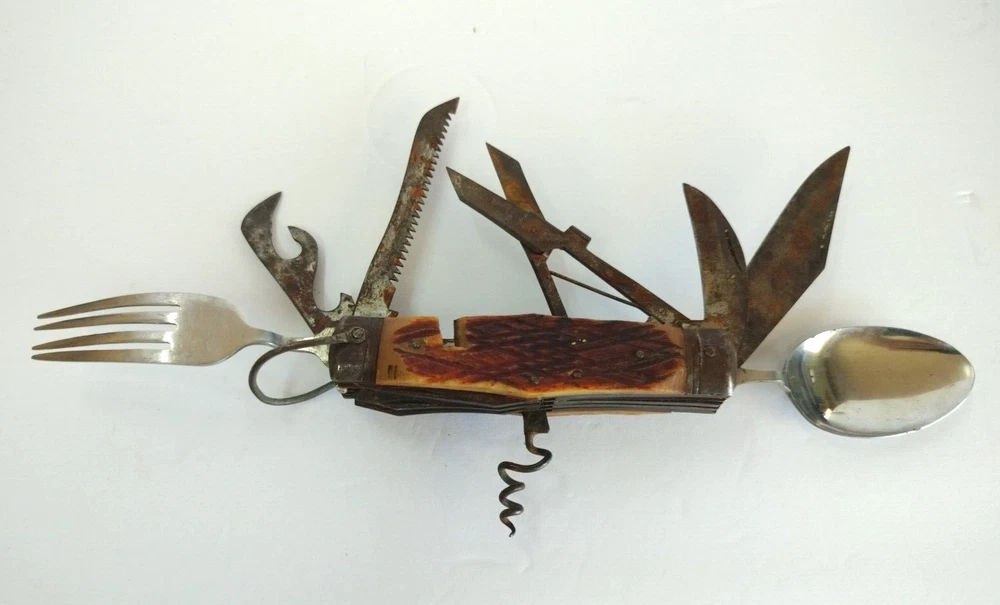 Multi-Tool Camping Camper Knife Survival Stainless Steel Vintage Boy Scout