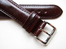 Brown "shiny plain" dress 20 MM leather watch band strap