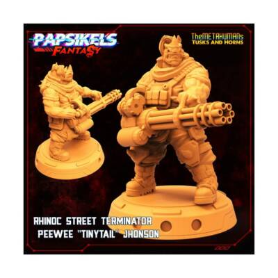 Rhinoc Street Terminator - 32mm Scale Miniature | Sci fi | Cyberpunk | Papsikel