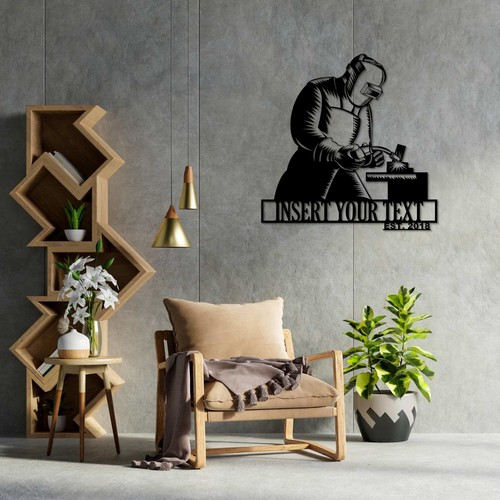 Nombre Personalizado Letrero de Metal para Soldador Mig - Personalizado Trabajador del Metal Colgante de Pared - Imagen 4 de 6