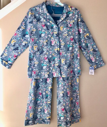 NICK & NORA ● GREY SNOW OWLS FLANNEL PAJAMA SET ● XL WOMENS ● NEW ● NWT RARE EXC - Picture 4 of 9