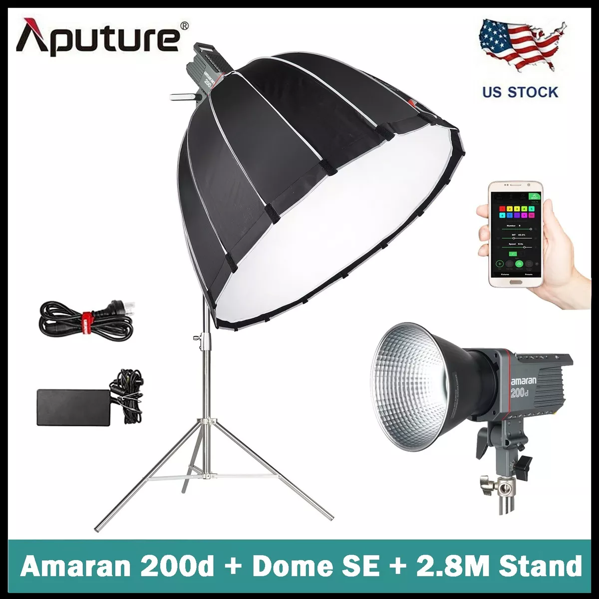 Aputure Amaran 200D 200W LED Video Light + Light Dome SE+2.8M Light Stand  Kit