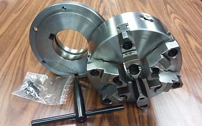 8'' 6-JAW SELF-CENTERING  LATHE CHUCK w. top&bottom jaws, L1 adapter back plate
