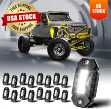 16 Pcs Pure White LED Rock Lights,Off Road Underbody Under Car Truck Glow Lights