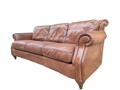 Großes koloniales Dreisitzer-Sofa aus braunem Leder 2 erhältlich Ep. 900 230 cm - Bild 3 von 10