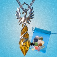 PHOENIX FLAME Pendant Necklace RISING pouch Anne Stokes Crystal Keepers FREE GEM