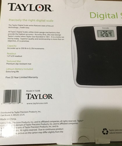 Taylor 7329B 330 lbs/150 kg Capacity Digital Bath Scale-New - Picture 2 of 2