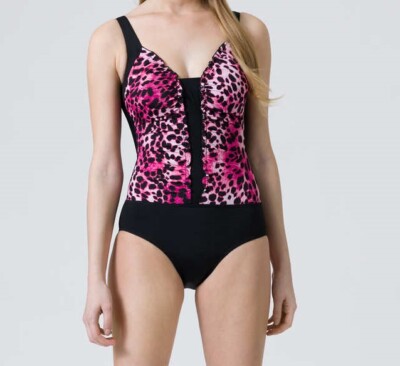 Badeanzug rosa 40 Damen mit Leodruck pink C-Cup UVP:59,99  3.8326